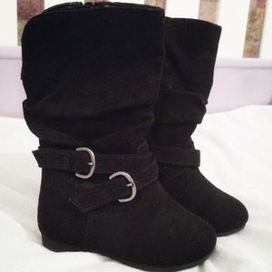 Baby Girl Boots Black Buckle Size 5
